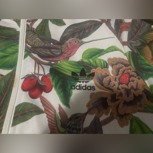 ADIDAS White Floral & Bird Print Track Jacket - Picture 5 of 10